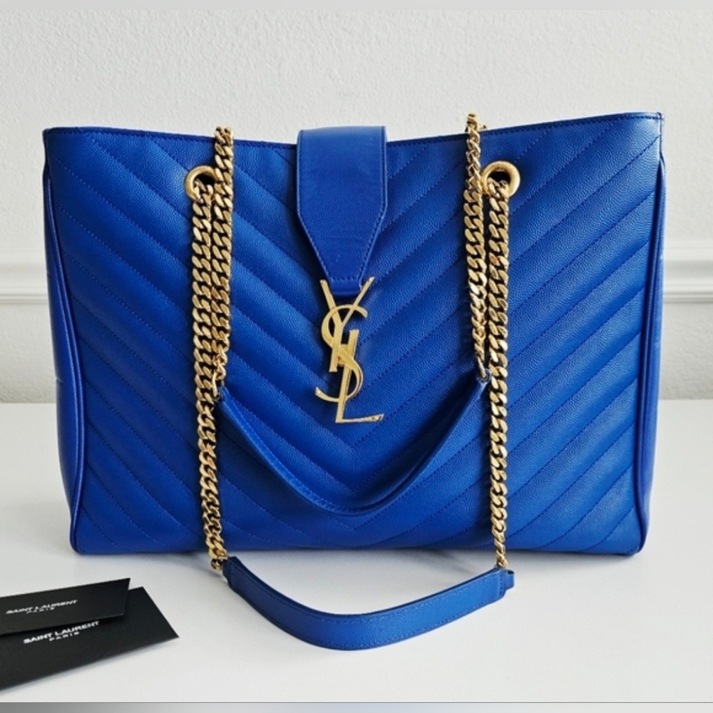 Yves Saint Laurent Blue Quilted Tote - Picture 15 of 15